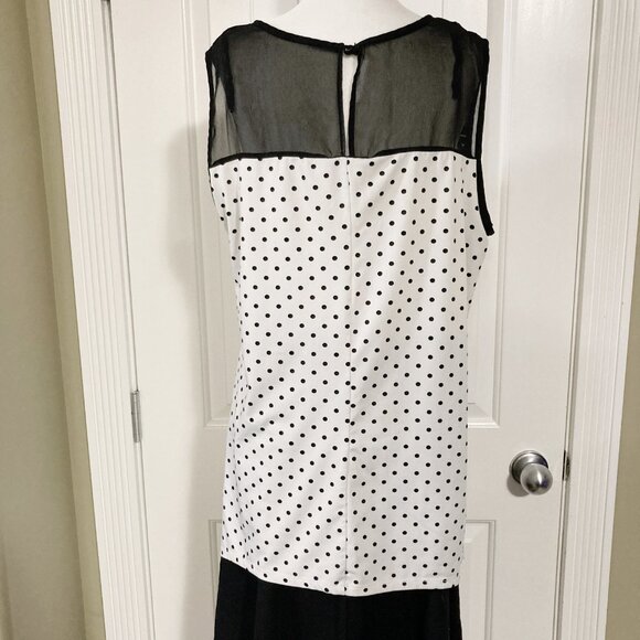 CLIENTELE Plus-size black and white polka dot sleeveless shirt ~ XL XXL tank top - Picture 13 of 13